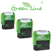 Cosco 2000 Plus turned green! The Green Line Classic includes select eco-friendly self-inking custom stamps and daters that are the environmentally responsible choice.